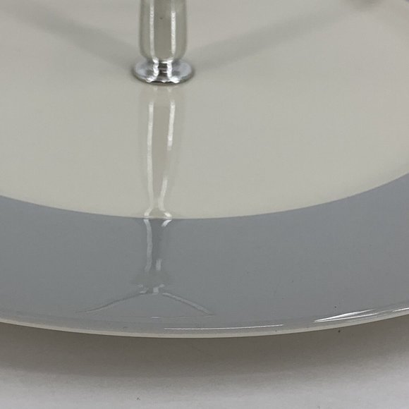 Rouned Handled Serving Plate 9303 Vintage White Gray China 10” Silver Tidbit - Picture 6 of 7